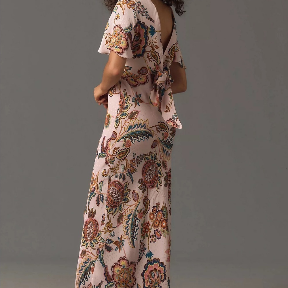 Kachel x Anthropologie Floral Flutter Sleeve Midi Dress Pink Romantic Boho Size - Picture 2 of 16